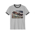 Heather Grey/Black ringer tee with a "Dropping Bombs Since '42" illustration of a bomber plane dropping milk jugs, front view
