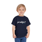 Toddler wearing the got mlkfrts? Toddler Tee in Navy, got mlkfrts? script on the front