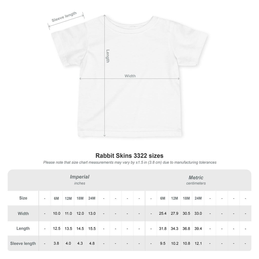Size chart for the infant tee