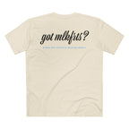 MLKFRTS California Barking Spiders Tee in natural, back: got mlkfrts? in bold script with blame the california barking spiders