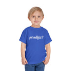 Toddler wearing the got mlkfrts? Toddler Tee in True Royal, got mlkfrts? script on the front