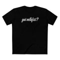 got mlkfrts? Flatus Eruptus Tee in Black, front with got mlkfrts? script across the chest