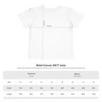 Bella+Canvas 3001T toddler tee size chart, 2T to 5T width and length