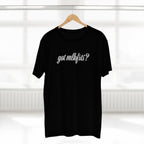 got mlkfrts? Flatus Eruptus Tee in Black on a hanger, got mlkfrts? script on the front