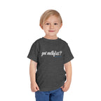 Toddler wearing the got mlkfrts? Toddler Tee in Dark Heather Grey, got mlkfrts? script on the front