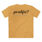 MLKFRTS California Barking Spiders Tee in mustard, back: got mlkfrts? in bold script with blame the california barking spiders