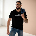 Man wearing the got mlkfrts? Flatus Eruptus Tee in Black, got mlkfrts? script on the front