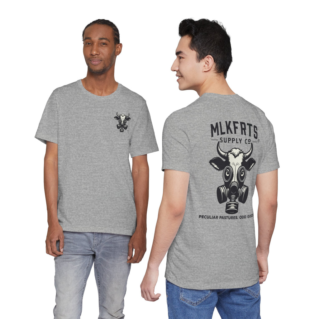 Two models wearing the Athletic Heather t-shirt, front and back views