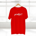 got mlkfrts? Flatus Eruptus Tee in Red on a hanger, got mlkfrts? script on the front