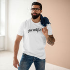 Man wearing the got mlkfrts? Flatus Eruptus Tee in White, got mlkfrts? script on the front