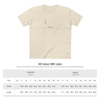 AS Colour 5001 Staple Tee size chart with width and length measurements