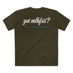 MLKFRTS California Barking Spiders Tee in army, back: got mlkfrts? in bold script with blame the california barking spiders