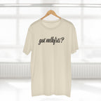 got mlkfrts? Flatus Eruptus Tee in Natural on a hanger, got mlkfrts? script on the front