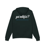 California Barking Spiders Hoodie in pine green, back: got mlkfrts? in bold script with blame the california barking spiders