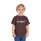 Toddler wearing the got mlkfrts? Toddler Tee in Heather Maroon, got mlkfrts? script on the front