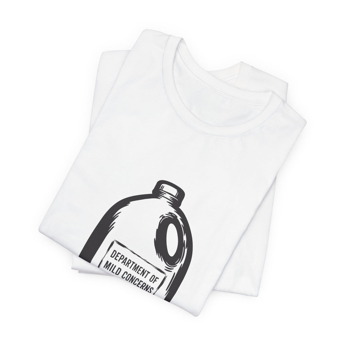 Folded White t-shirt showing the print