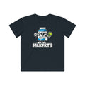 Wayfarer Milk Carton Kids Tee in Black, front with a cartoon milk carton in wayfarer sunglasses over MLKFRTS bubble letters