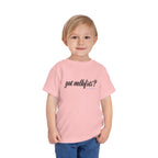 Toddler wearing the got mlkfrts? Toddler Tee in Pink, got mlkfrts? script on the front