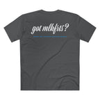 MLKFRTS California Barking Spiders Tee in charcoal, back: got mlkfrts? in bold script with blame the california barking spiders