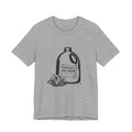 Athletic Heather t-shirt with a large gallon milk jug graphic with a gas mask and "Department of Mild Concerns" label, front view