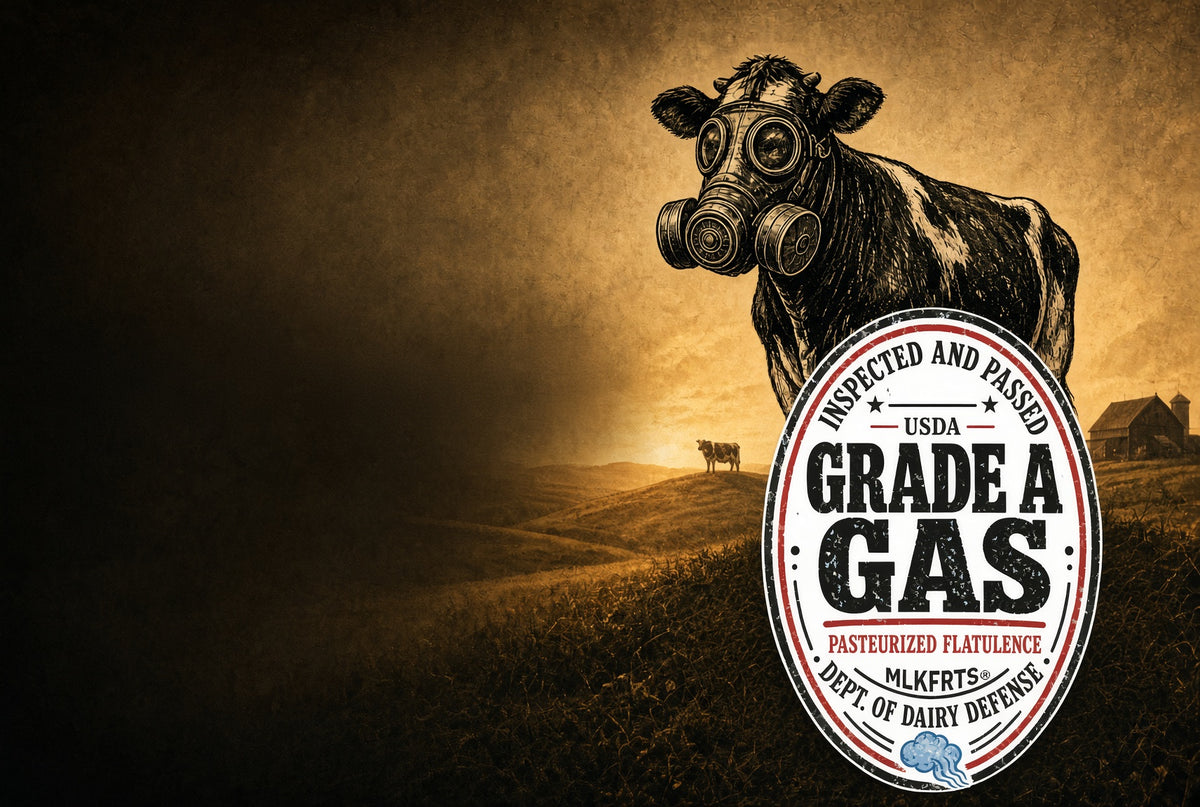 Grade A Gas USDA-style seal with a Holstein cow, from MLKFRTS